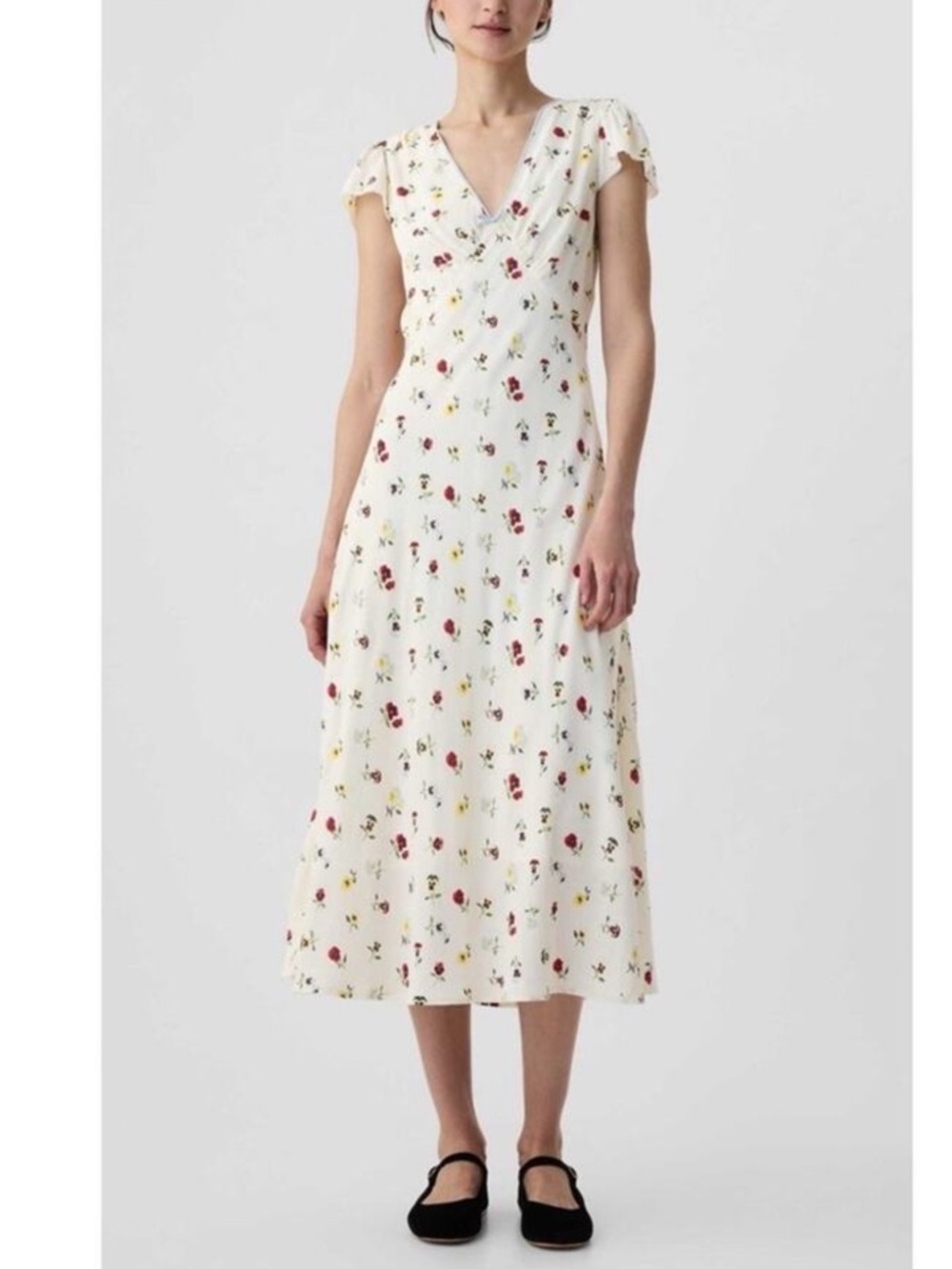 GAP by Doen Cream Midi Dress pansy orint